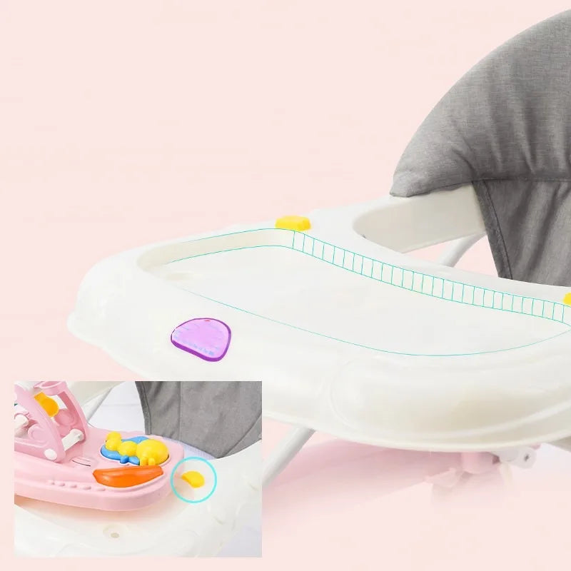 Baby Walker with Music Anti O-shaped Legs Multifunctional Anti Fall