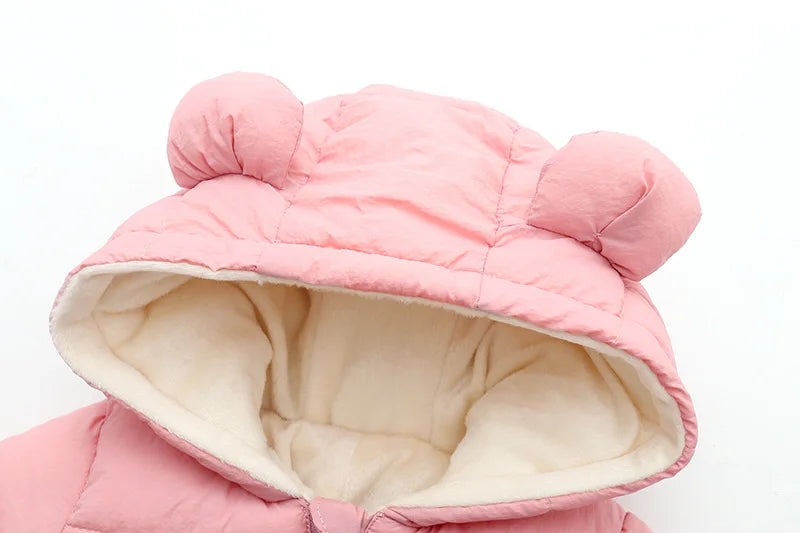 Winter Baby Newborn Plus Velvet Overalls Clothes Infant Boys Girls Warm Thick Jumpsuit Hooded Outfits Down Cotton kids Romper