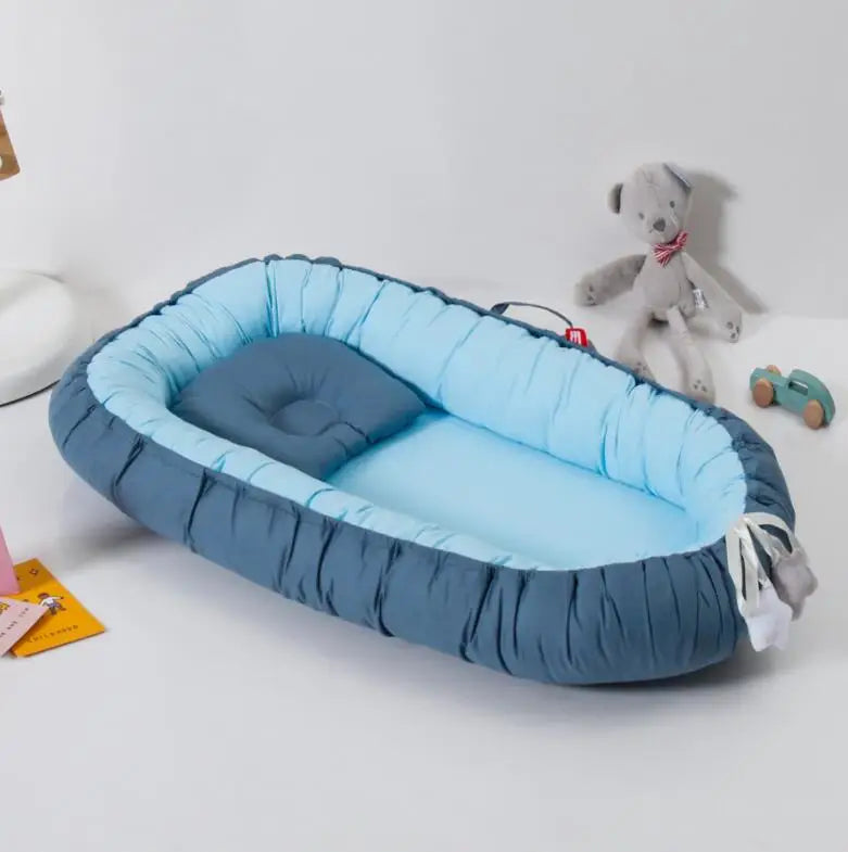 85*50cm Baby Nest Bed with Pillow Portable Crib Travel Bed Infant Toddler Cotton Cradle for Newborn Baby Bed Bassinet Bumper