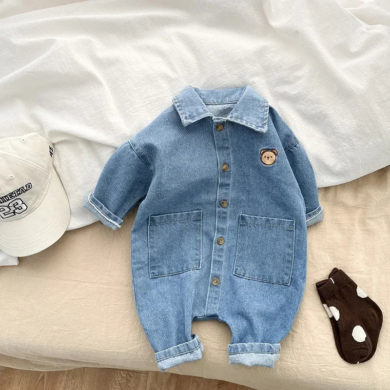 Autumn Baby Clothes Infant Boys Girls Clothes Denim Jumpsuits for Infants and Newborn Polo Outdoor Crawling Outfit Rompers
