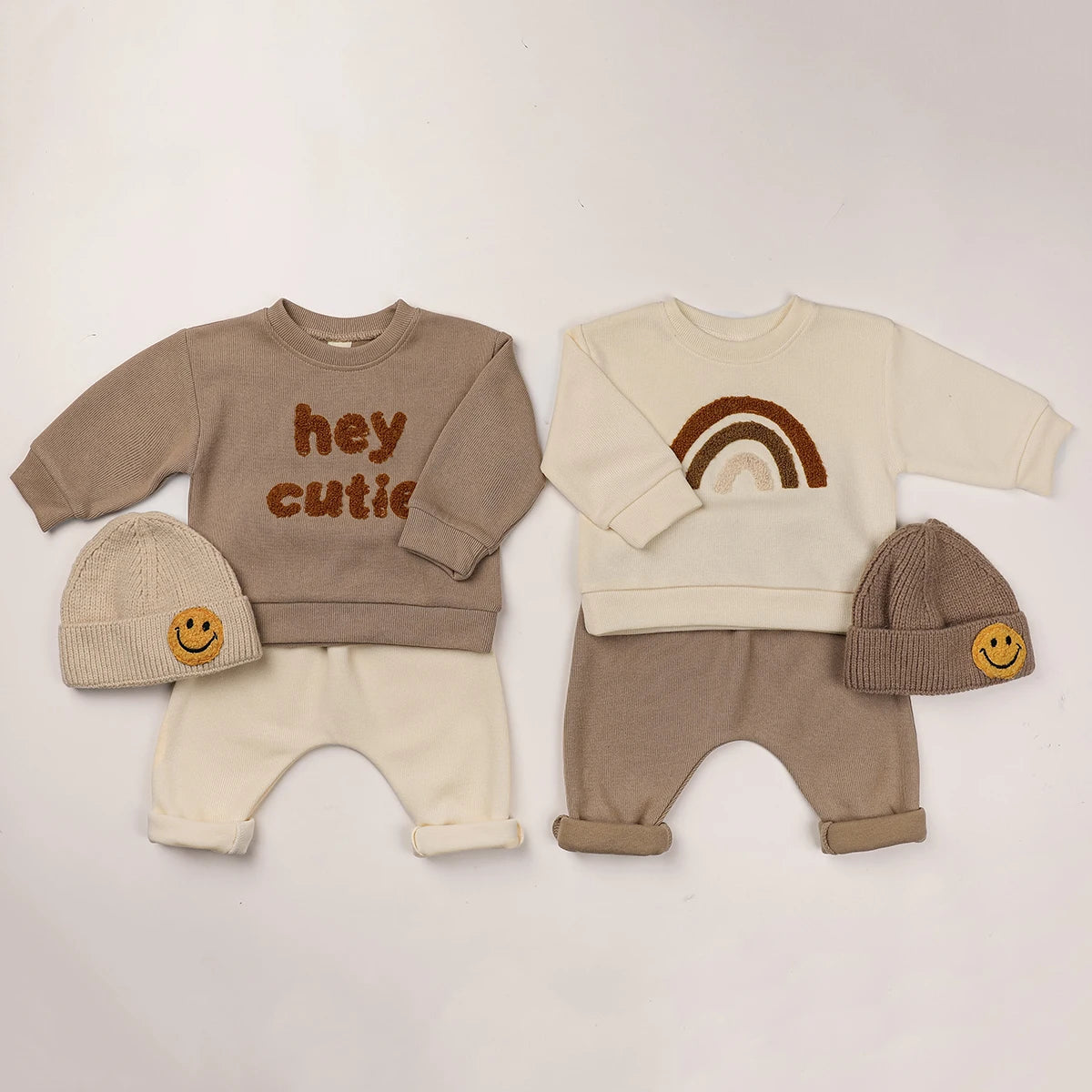 Europe Baby Cotton Kintting Clothing Sets Kids Boys Girls Spring Clothes Loose Tracksuit Pullovers Tops+Pants 2PCS Outfits