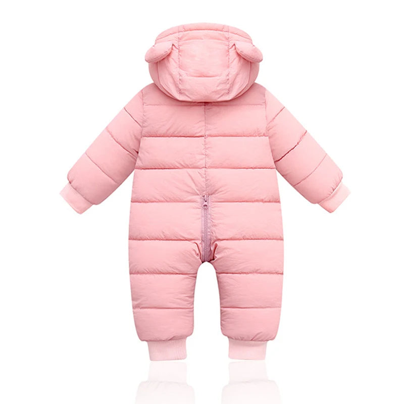 Winter Baby Newborn Plus Velvet Overalls Clothes Infant Boys Girls Warm Thick Jumpsuit Hooded Outfits Down Cotton kids Romper