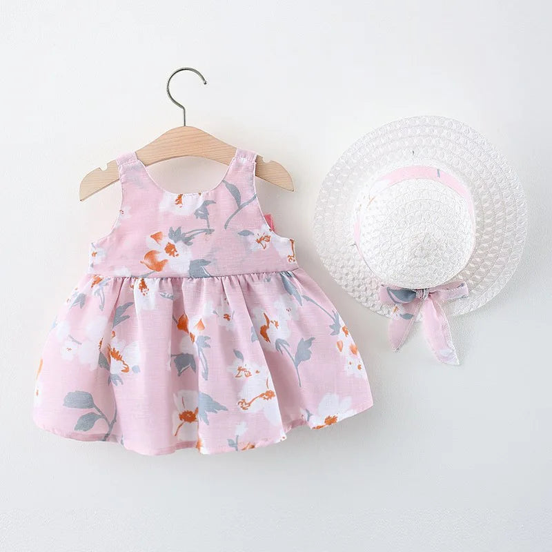 Cute Flower Printed Bow Dress