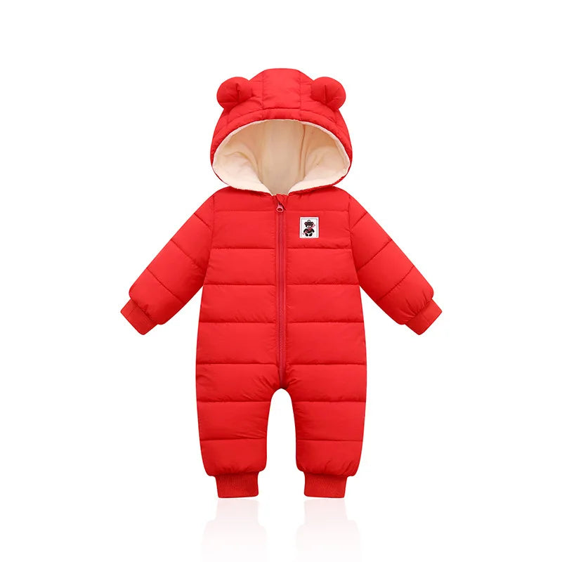 Winter Baby Newborn Plus Velvet Overalls Clothes Infant Boys Girls Warm Thick Jumpsuit Hooded Outfits Down Cotton kids Romper