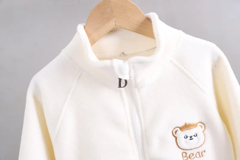 2024 new winter girls plush set for boys casual sports two-piece set for baby toddler outdoor clothing sets