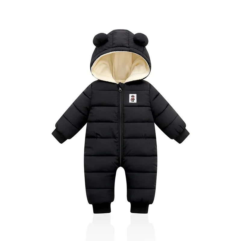 Winter Baby Newborn Plus Velvet Overalls Clothes Infant Boys Girls Warm Thick Jumpsuit Hooded Outfits Down Cotton kids Romper