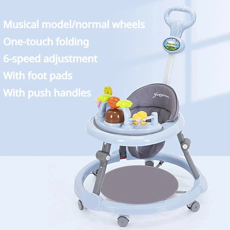 Baby Activity Walker with Music & Light Removable Footrest Toy Rack