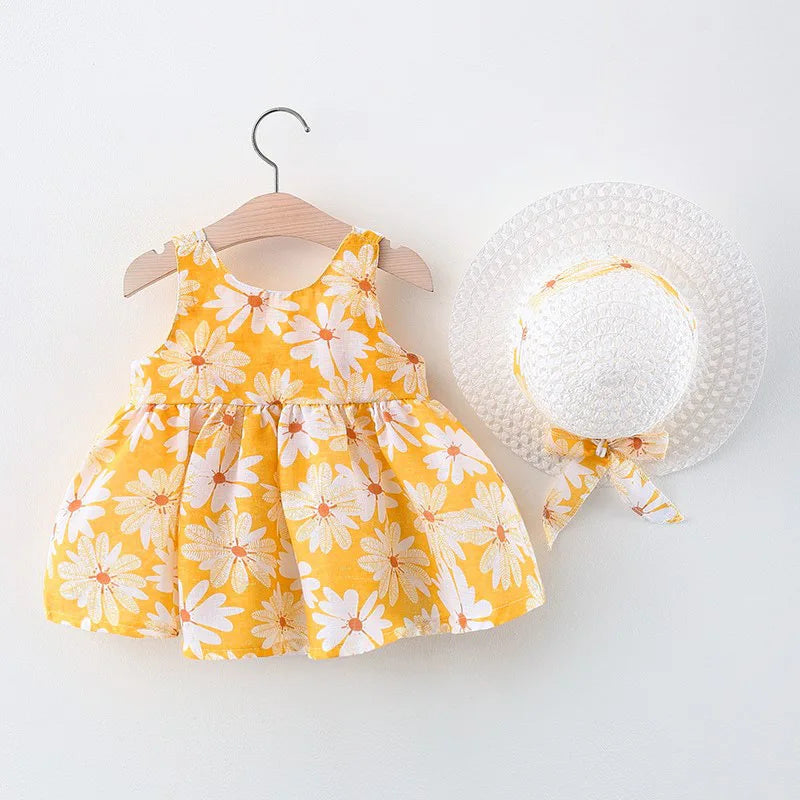 Cute Flower Printed Bow Dress