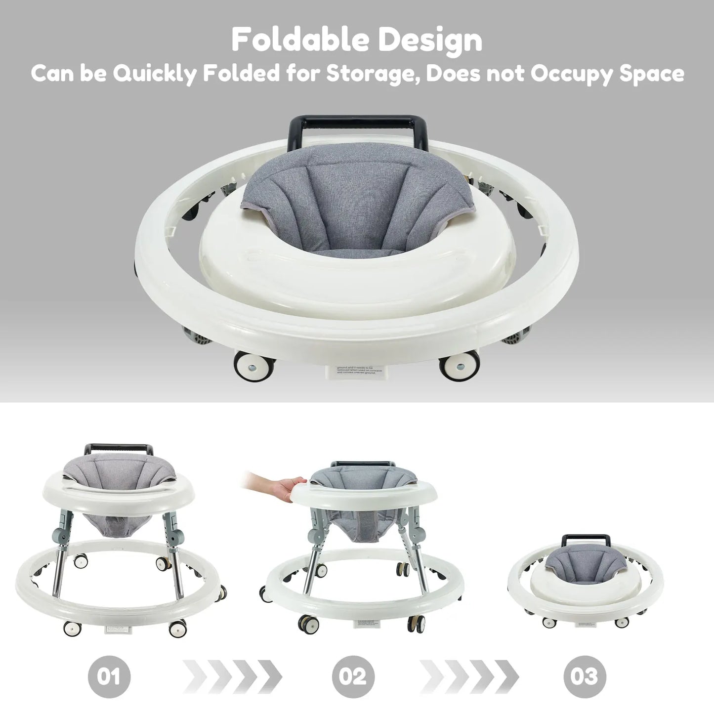 Baby Walker Foldable with 5 Adjustable Heights, 7-18 Months
