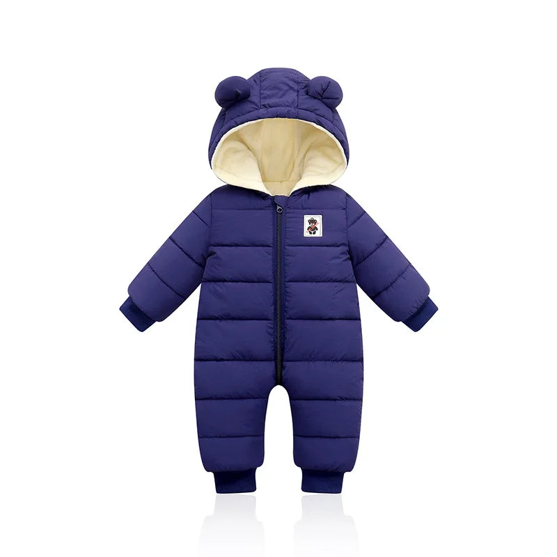 Winter Baby Newborn Plus Velvet Overalls Clothes Infant Boys Girls Warm Thick Jumpsuit Hooded Outfits Down Cotton kids Romper