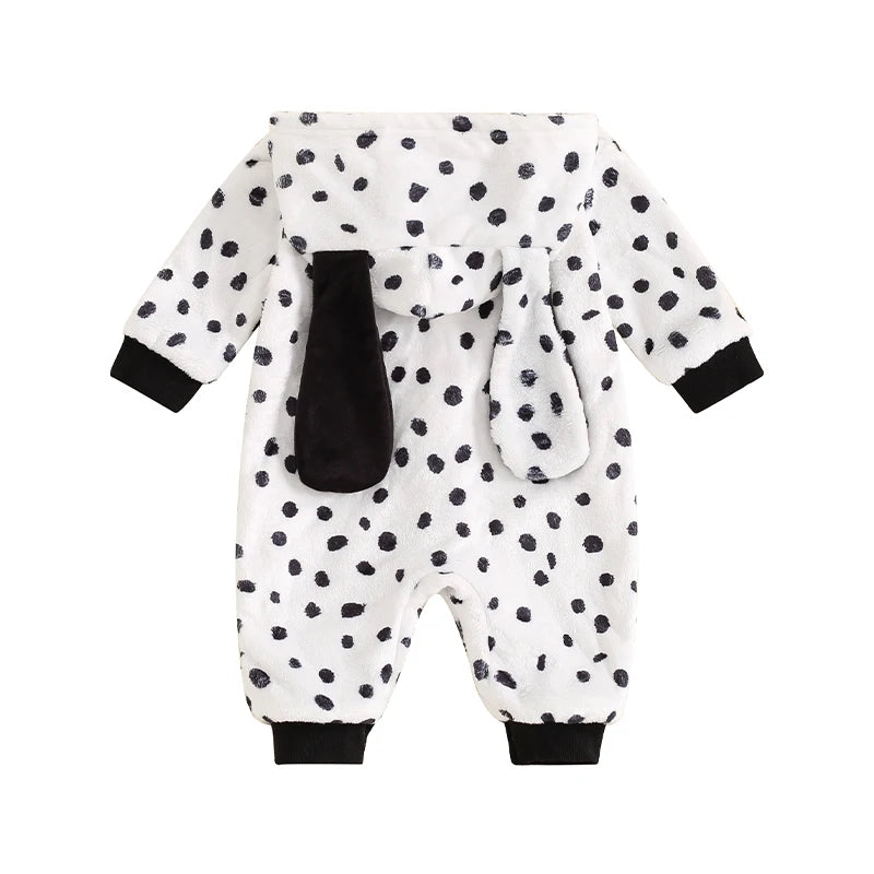 Dalmatian Costume Hooded Long Sleeve Button Romper Jumpsuit