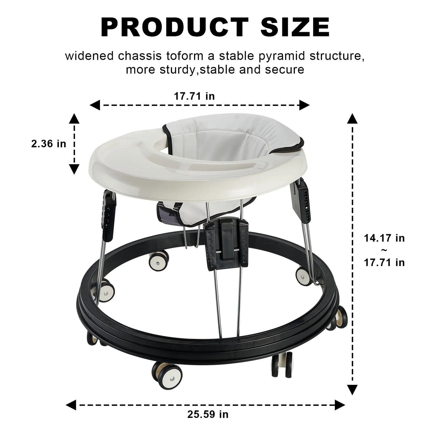 Baby Walker, Foldable Multi-Function Anti-Rollover Walker with Brake.