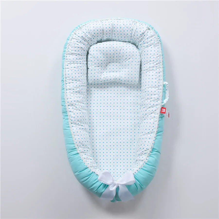 85*50cm Baby Nest Bed with Pillow Portable Crib Travel Bed Infant Toddler Cotton Cradle for Newborn Baby Bed Bassinet Bumper