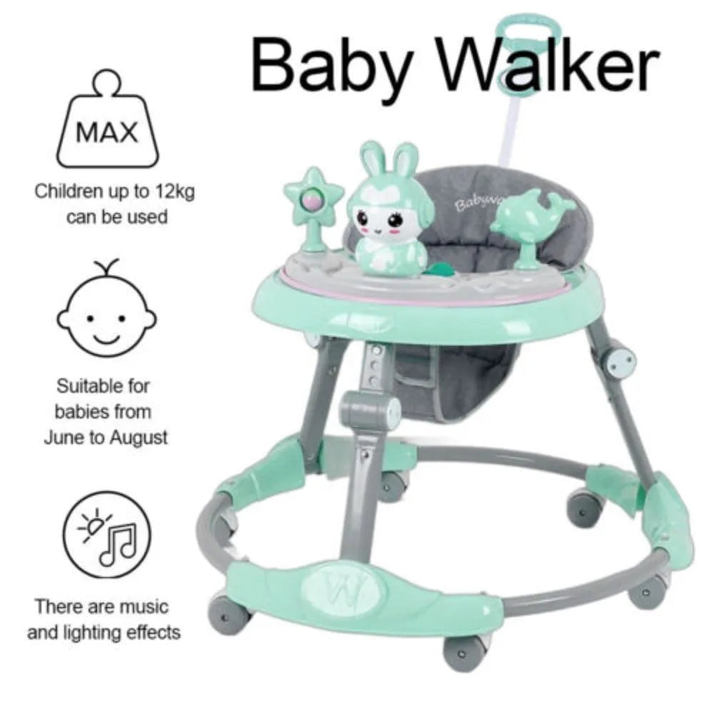 6-18 Months Stroller Adjustable Walker Folding Feeding Tray Music Lights