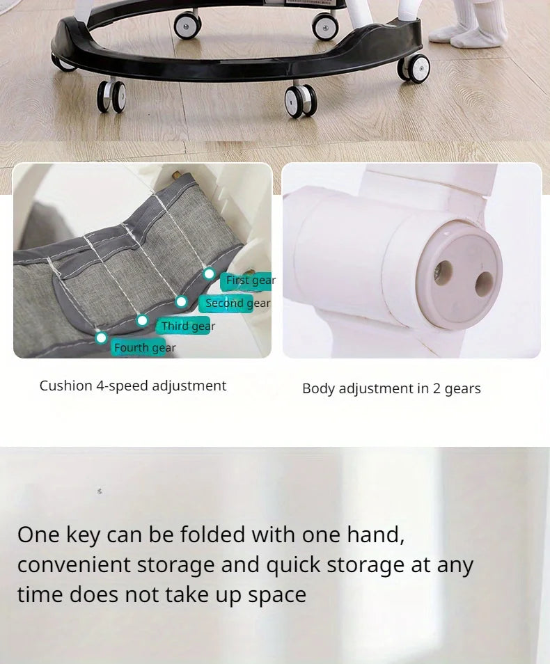 Foldable Baby Walker with Adjustable Heights Activity Center