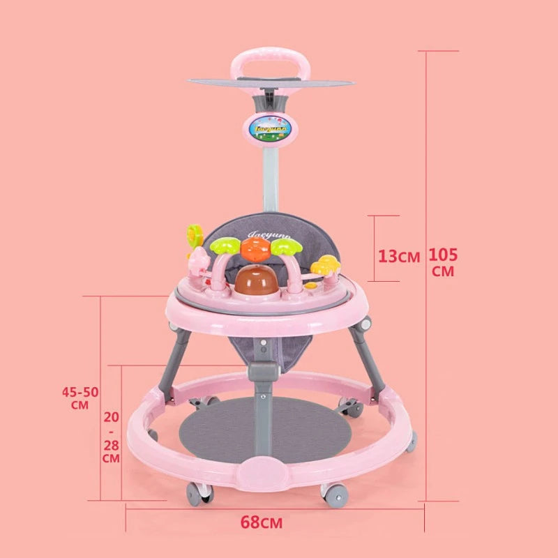 Baby Activity Walker with Music & Light Removable Footrest Toy Rack