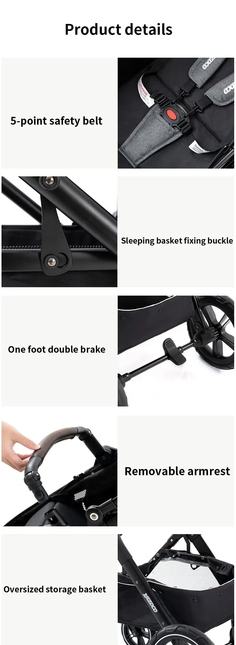 New Luxury Baby Stroller 3 in 1 Portable Travel Baby Carriage Fold Pram High Landscape Aluminum Frame Newborn Infant Stroller