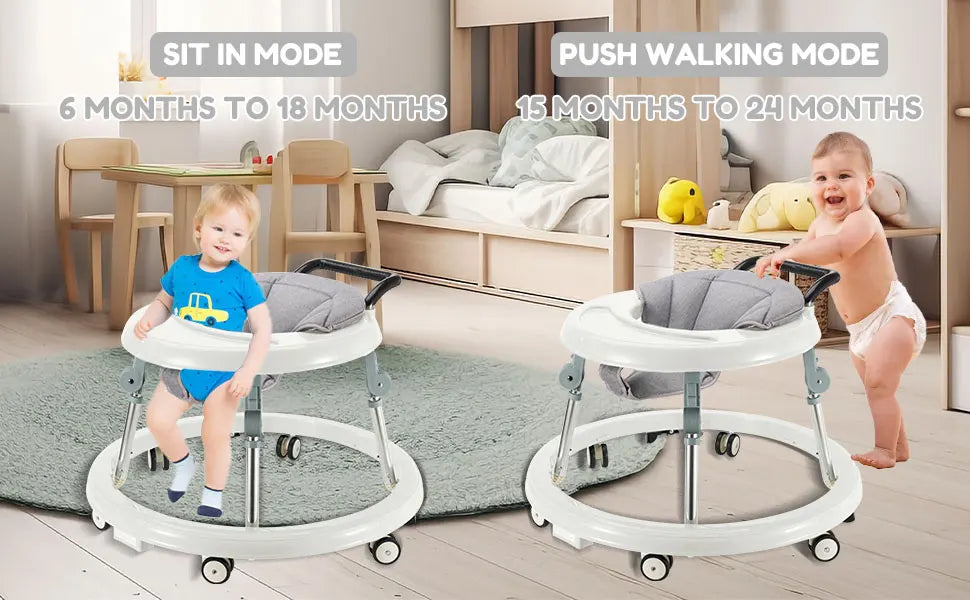 Baby Walker Foldable with 5 Adjustable Heights, 7-18 Months