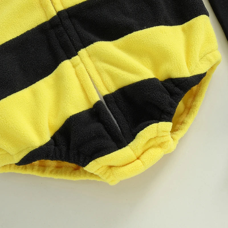 Bee Costume Sleeveless Stripes Hooded Romper Long Socks Set