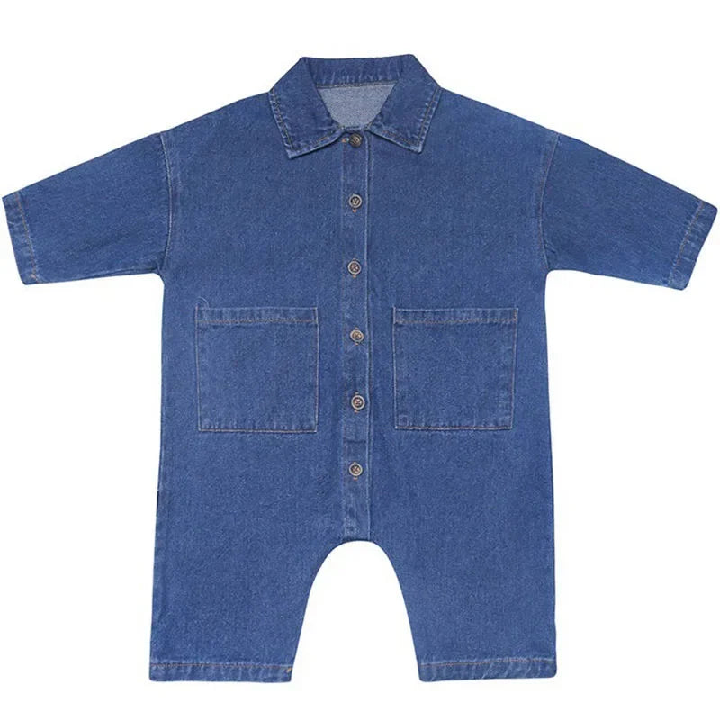 Baby Jumpsuits No Bag Spring And Autumn Japanese And Korean Version Girls Romper Children'S Clothes Boy Romper Denim Clothes