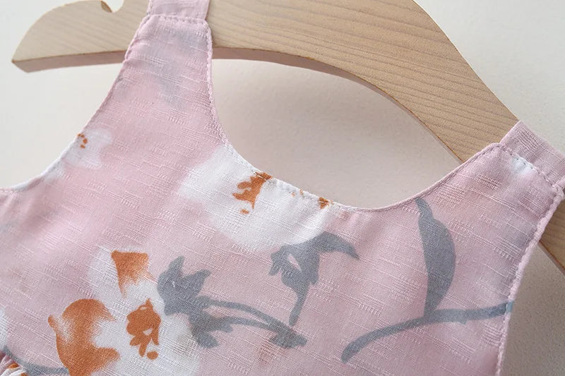 Cute Flower Printed Bow Dress