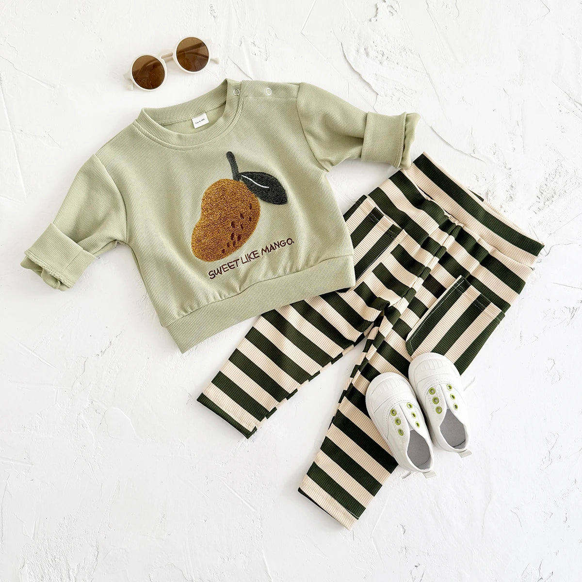 2025 Infant Outfit New Baby Winter Clothes Cartoon Mango Sweatshirt Top Pants 2Pcs Boys Girls Infant Suit Newborn Clothes Fall