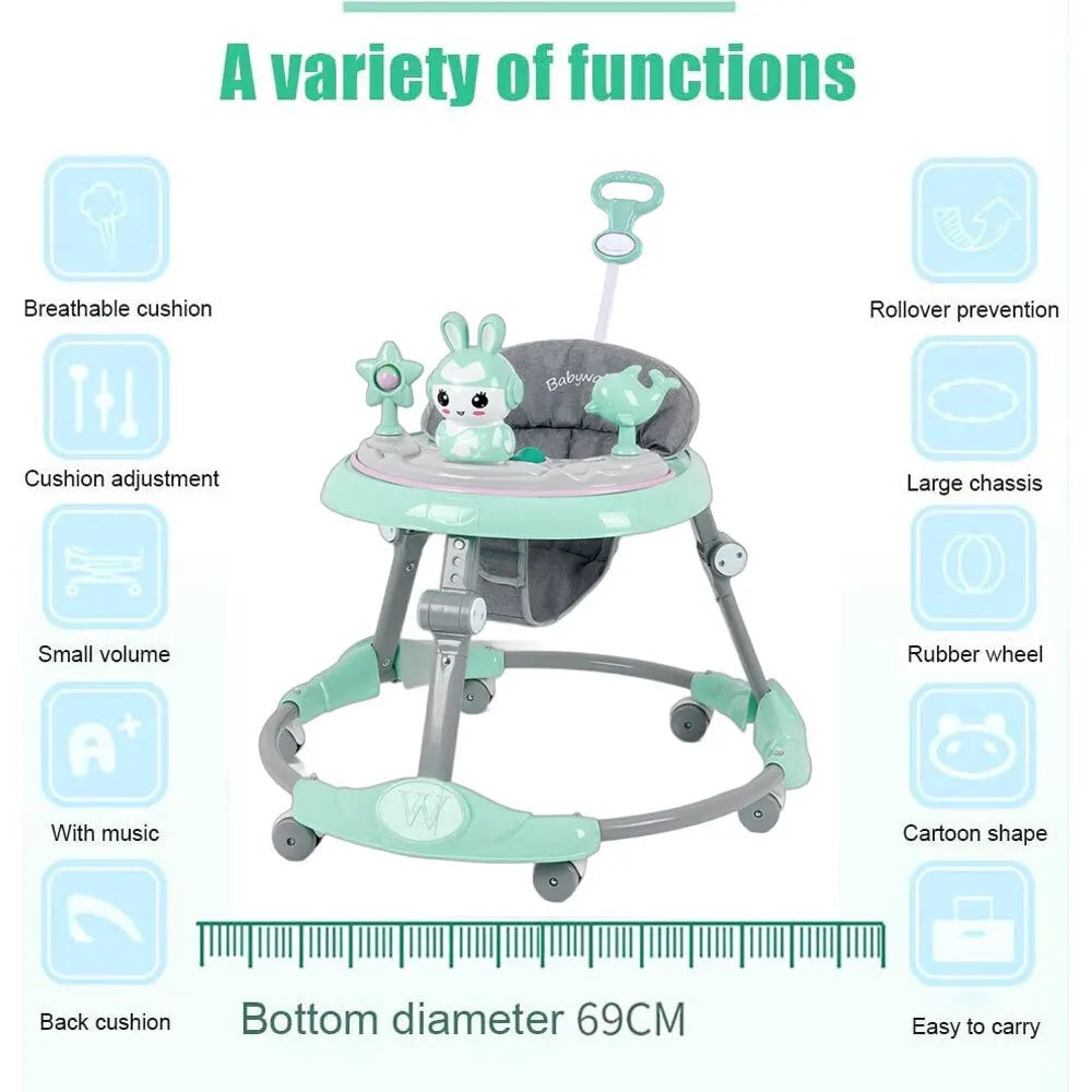 6-18 Months Stroller Adjustable Walker Folding Feeding Tray Music Lights