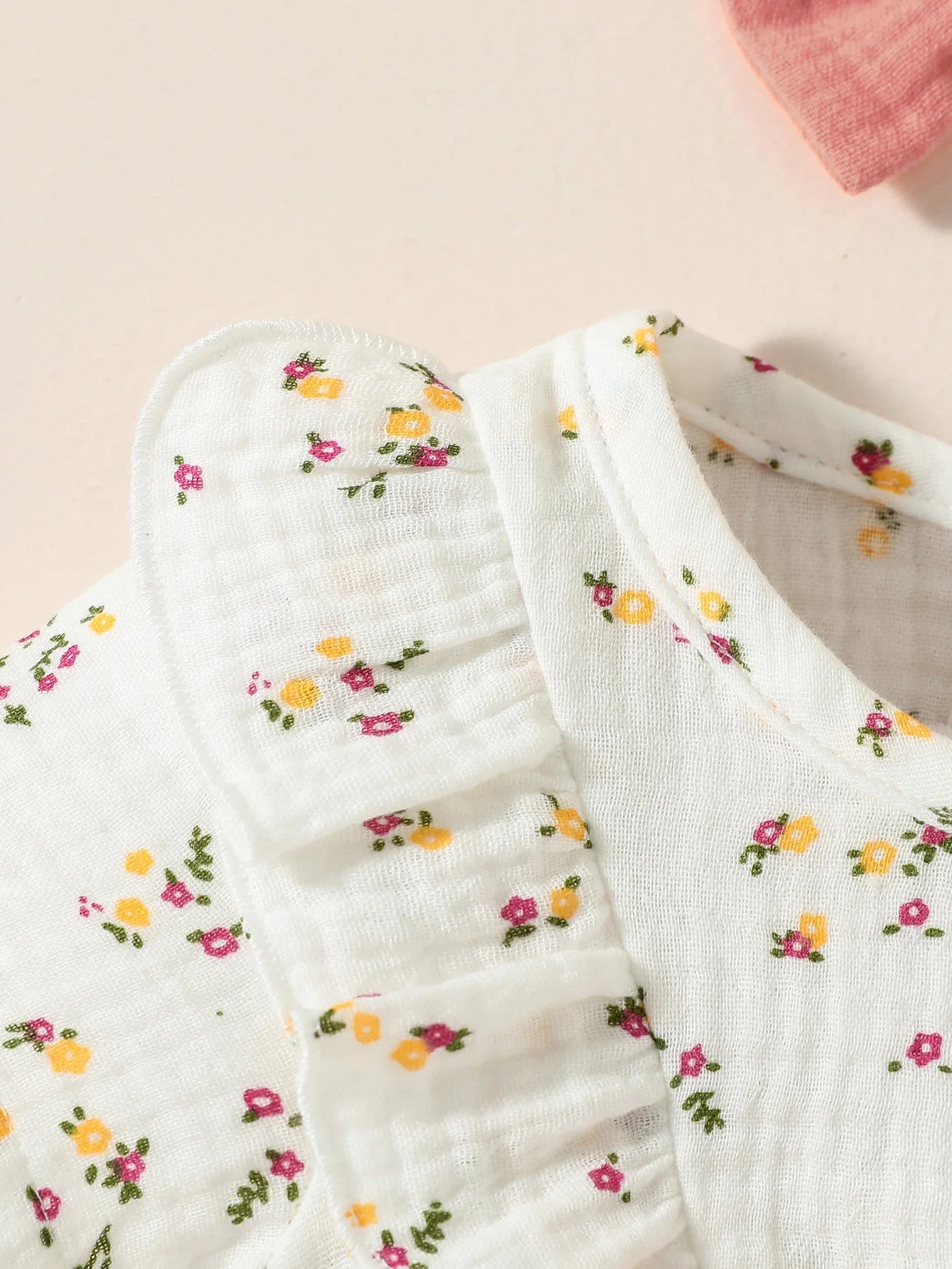 Baby Newborn-9M Short Sleeve Summer 2024 Girl's Print HEART With Bow Jumpsuit Streetwear+Headband