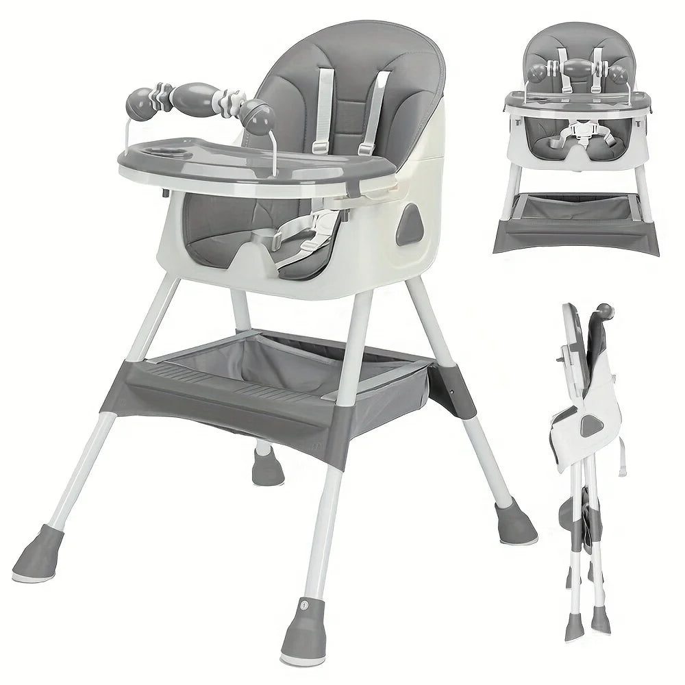 Foldable Baby High Chair 6 Months Plus, with Large Antislip Pad & ToyRack,