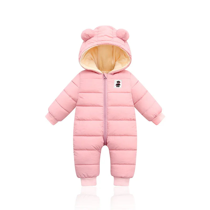 Winter Baby Newborn Plus Velvet Overalls Clothes Infant Boys Girls Warm Thick Jumpsuit Hooded Outfits Down Cotton kids Romper