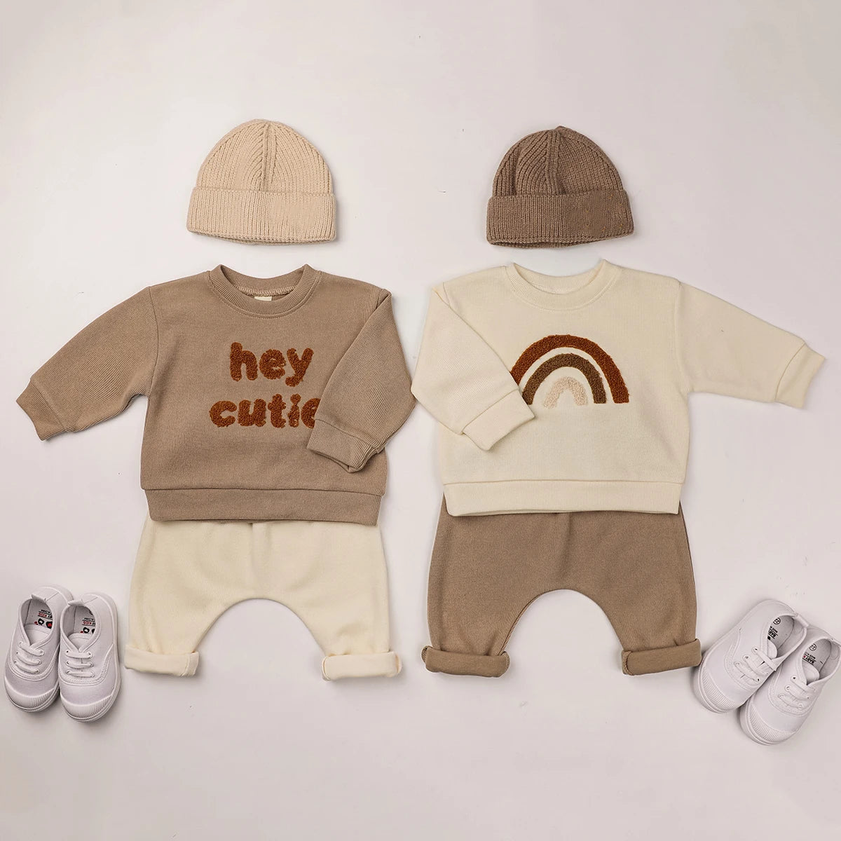 2024 Spring Baby Boys Clothes Cute Organic Cotton Sets Girls Long Sleeve Casual Sweatshirt+Pants 2pcs Kids Clothes Sports Suit