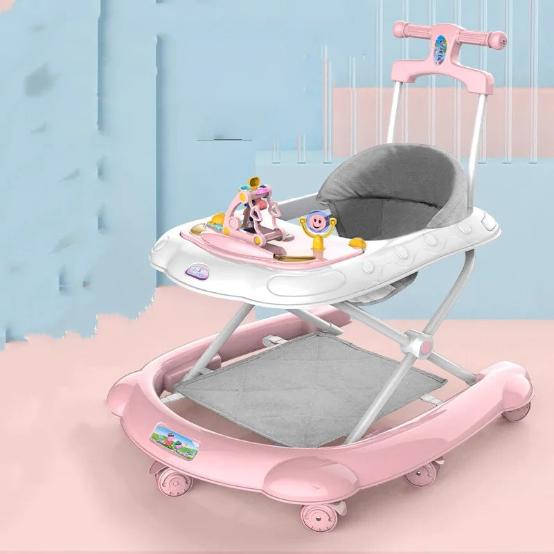 Baby Walker with Music Anti O-shaped Legs Multifunctional Anti Fall