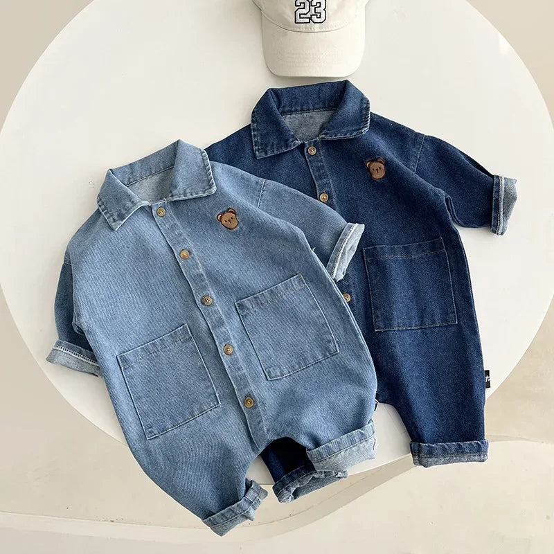 Autumn Baby Clothes Infant Boys Girls Clothes Denim Jumpsuits for Infants and Newborn Polo Outdoor Crawling Outfit Rompers