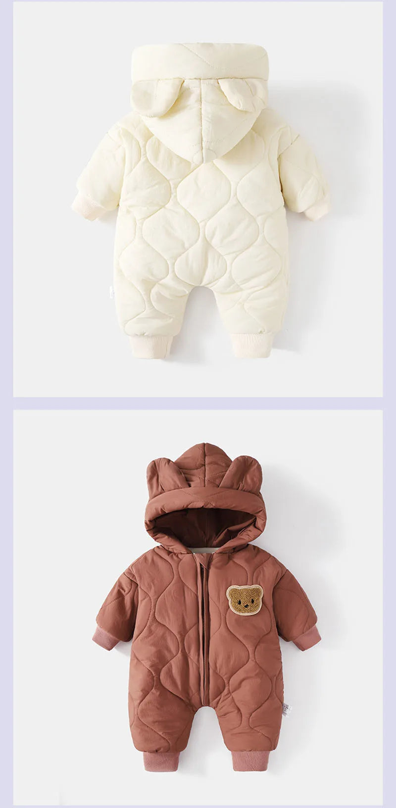 Winter Warm Cartoon Hooded Newborn Baby Rompers Fleece Padded Infant Boys Girls Outdoor Jumpsuits for 0-2 Years Baby Clothing