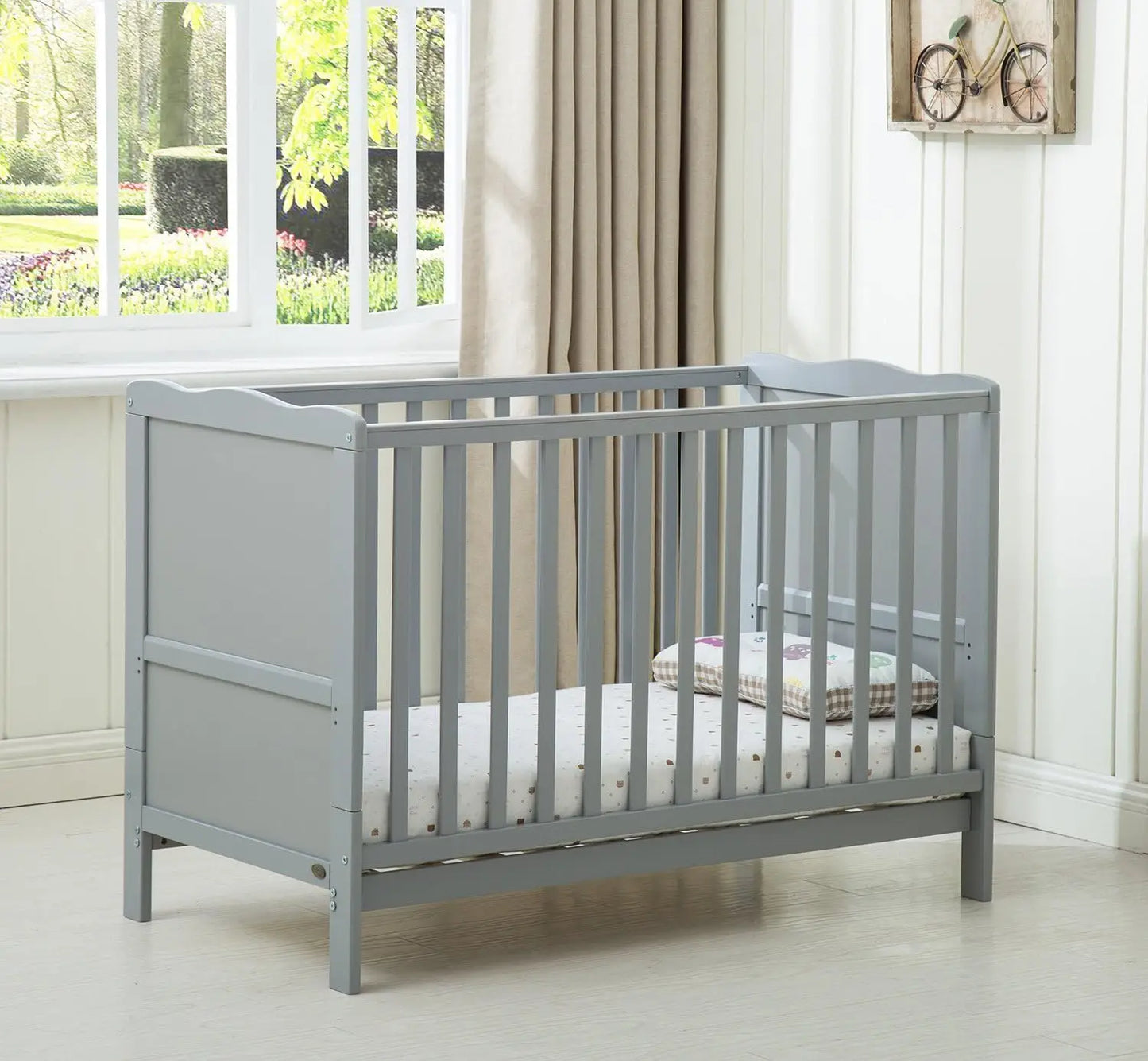 Wooden Baby Cot Bed Orlando with Top Changer & Aloe Vera Water Repellent Mattress
