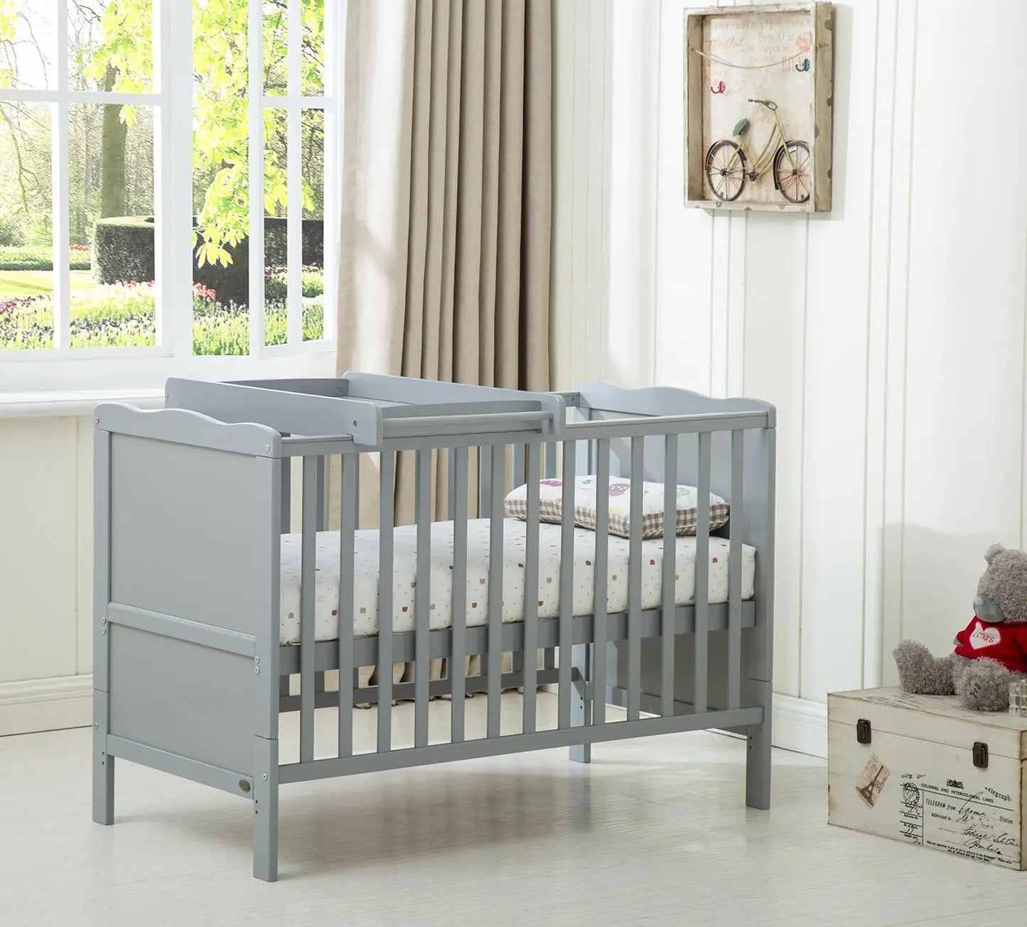 Wooden Baby Cot Bed Orlando with Top Changer & Aloe Vera Water Repellent Mattress