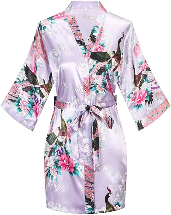 Print Bathrobe Short Long Kimono Night Gown Robe Fashion Dressing