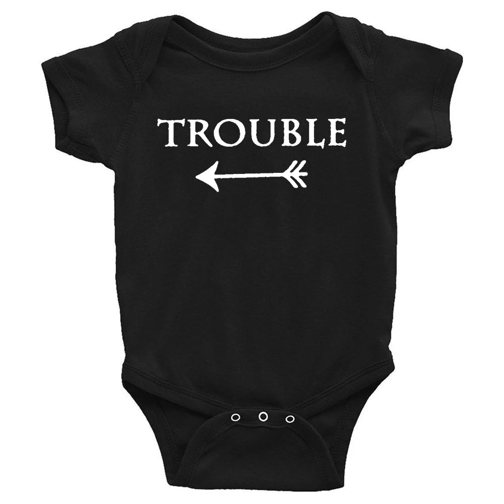 Baby Bodysuits Double Trouble Twin Kids Unisex Short Sleeve Romper