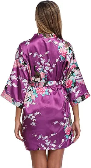 Print Bathrobe Short Long Kimono Night Gown Robe Fashion Dressing
