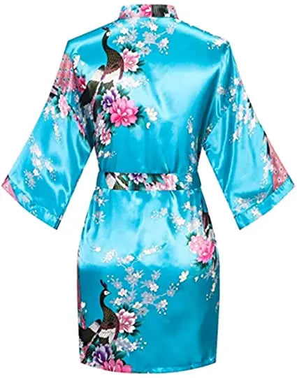 Print Bathrobe Short Long Kimono Night Gown Robe Fashion Dressing