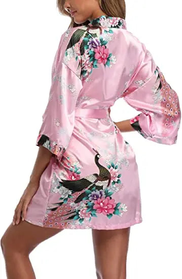 Print Bathrobe Short Long Kimono Night Gown Robe Fashion Dressing
