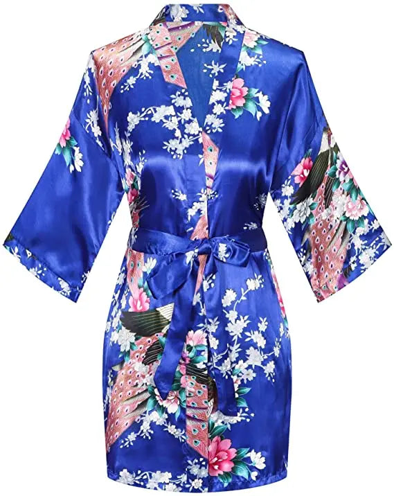 Print Bathrobe Short Long Kimono Night Gown Robe Fashion Dressing
