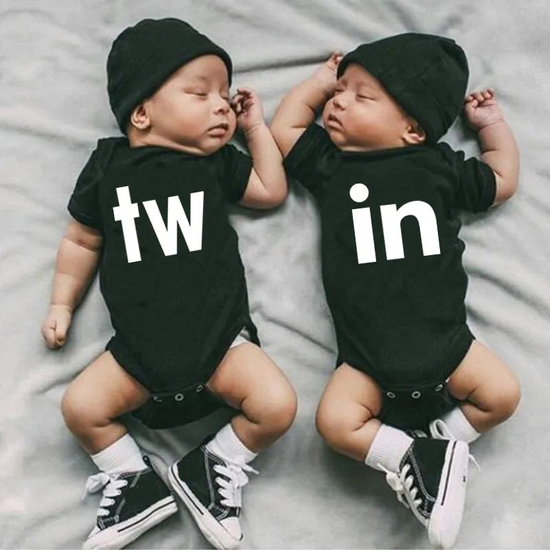 Black Bodysuit Twins Romper Baby Clothes 0-24M