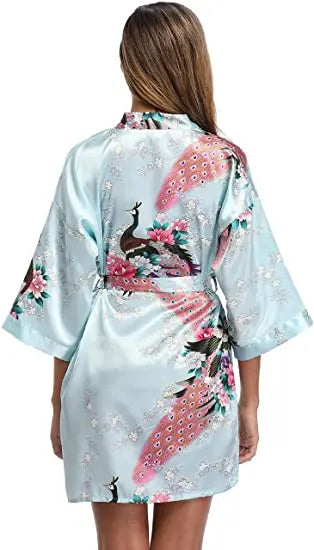 Print Bathrobe Short Long Kimono Night Gown Robe Fashion Dressing