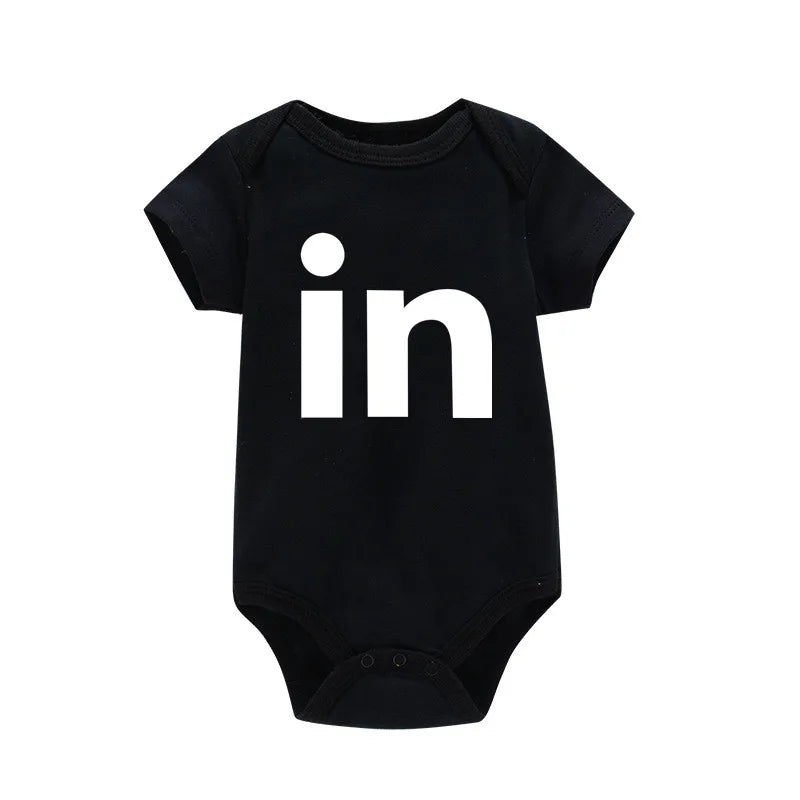 Black Bodysuit Twins Romper Baby Clothes 0-24M