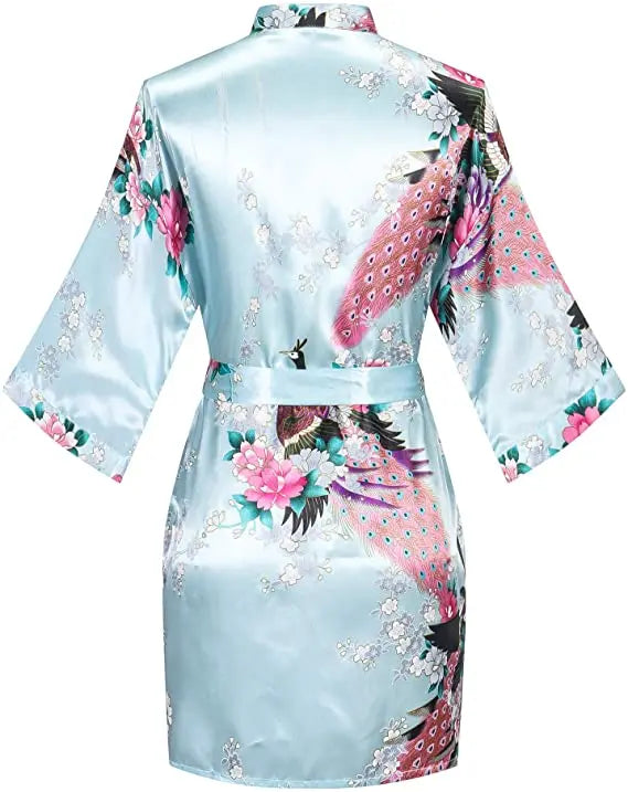 Print Bathrobe Short Long Kimono Night Gown Robe Fashion Dressing
