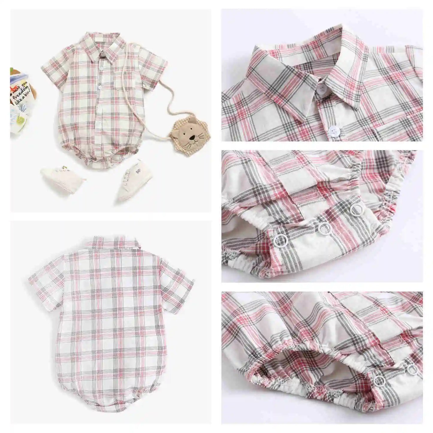 Sanlutoz Cotton Baby Boys Bodysuits Fashion Newborn Clothes for Baby Boy Short Sleeve Summer Baby Clothing Plaid