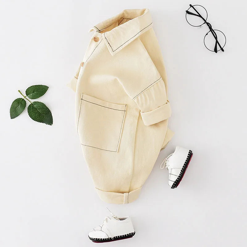 Baby Jumpsuits No Bag Spring And Autumn Japanese And Korean Version  Girls Romper Children'S Clothes Boy Romper Denim Clothes