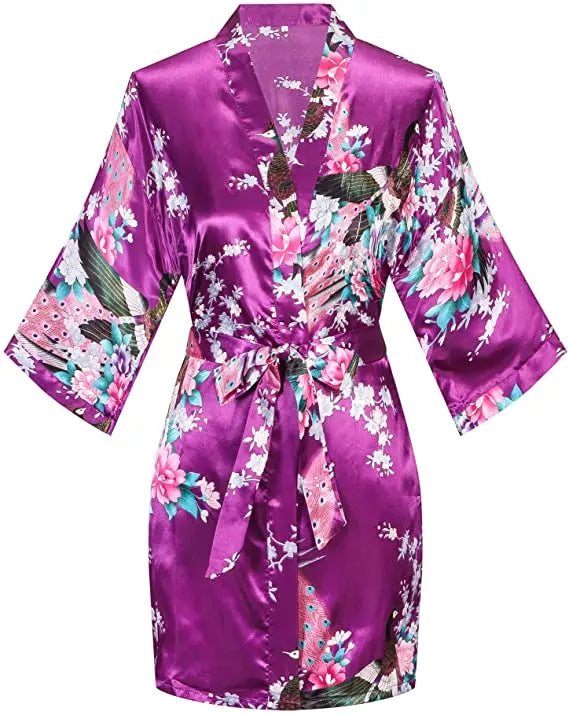 Print Bathrobe Short Long Kimono Night Gown Robe Fashion Dressing