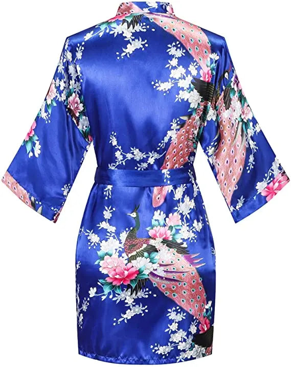 Print Bathrobe Short Long Kimono Night Gown Robe Fashion Dressing